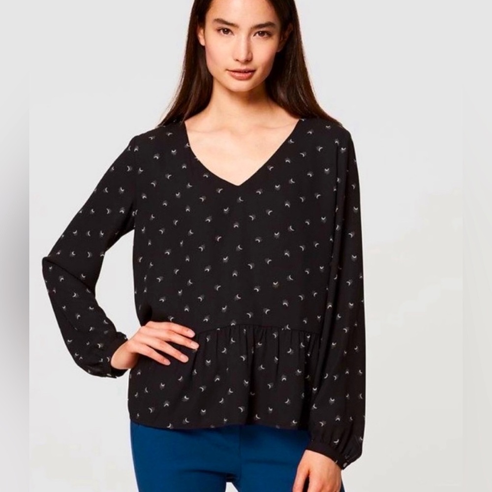 LOFT Crescent Moon Long Sleeve Blouse